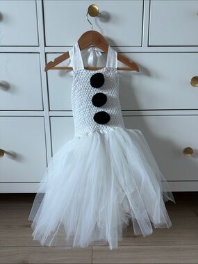 White Tulle Snowman Dress with LED Lights